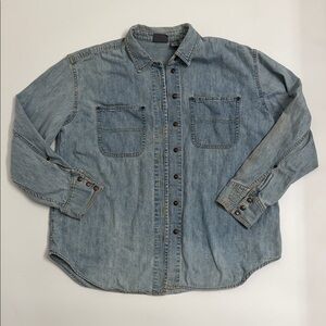 Vintage 90s Liz Claiborne Lizwear Denim Shacket  Women’s Distressed Denim Shirt